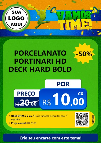 Modelo de Cartaz para Cartaz A4 Vertical com o tema Vamos Time! para Pisos e revestimentos