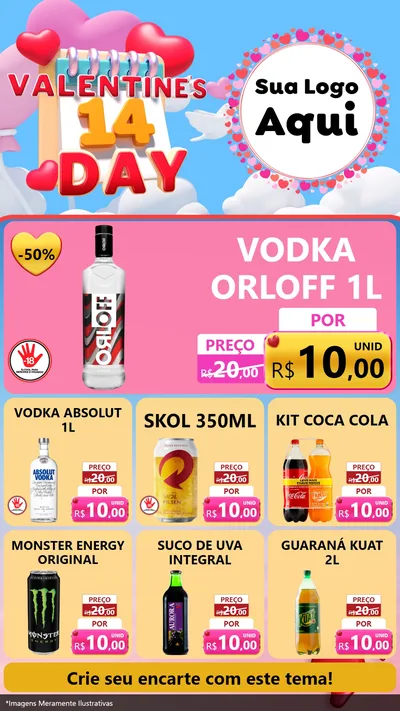 Modelo de Rede Social para Stories com o tema Valentine's Day para Distribuidora de bebidas