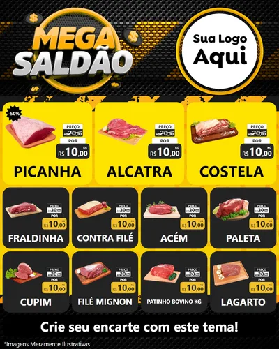 Modelo de Rede Social para Feed Instagram com o tema Mega Saldão para Açougue