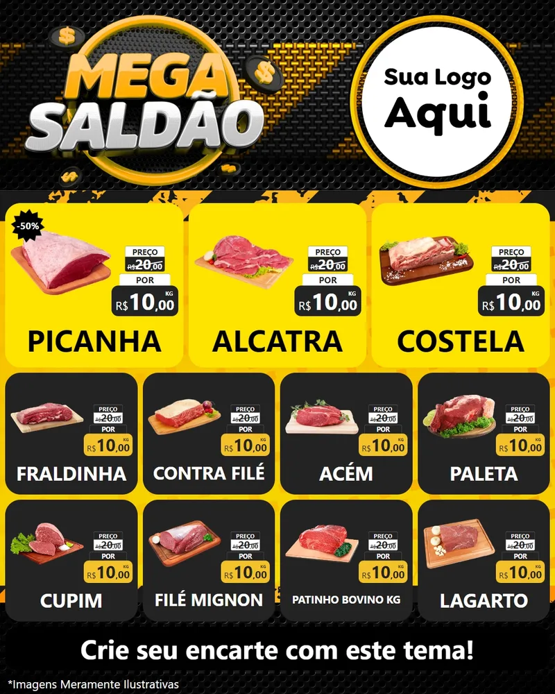 Modelo de Rede Social para Feed Instagram com o tema Mega Saldão para Açougue