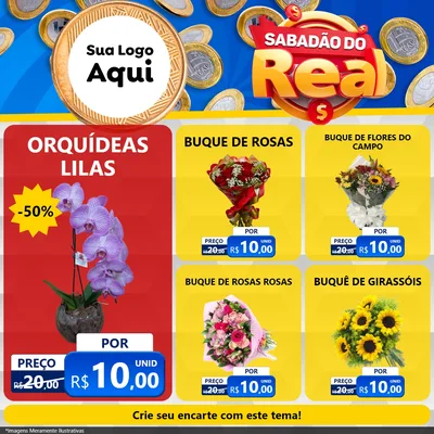 Modelo de Rede Social para Feed Facebook com o tema Sabadão do Real para Floricultura e jardim