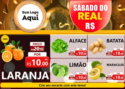 Modelo de Encarte para Encarte A4 Horizontal com o tema Sábado do Real para Hortifrúti