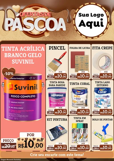 Modelo de Encarte para Encarte A4 Vertical com o tema Ofertas de Páscoa para Tintas e Ferramentas