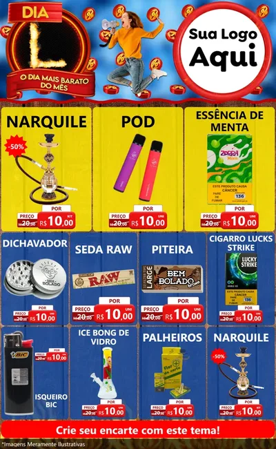 Modelo de Encarte para Encarte Grande com o tema Dia L - O Dia Mais Barato Do Mês para Tabacaria