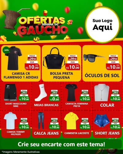 Modelo de Rede Social para Feed Instagram com o tema Ofertas Semana Do Gaúcho para Roupas e acessórios
