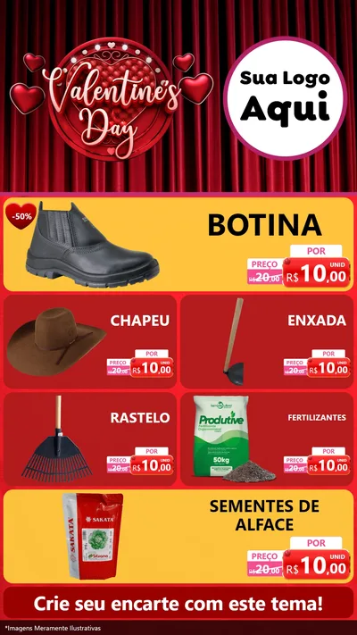 Modelo de TV para TV Vertical com o tema Valentine's Day para Agropecuária
