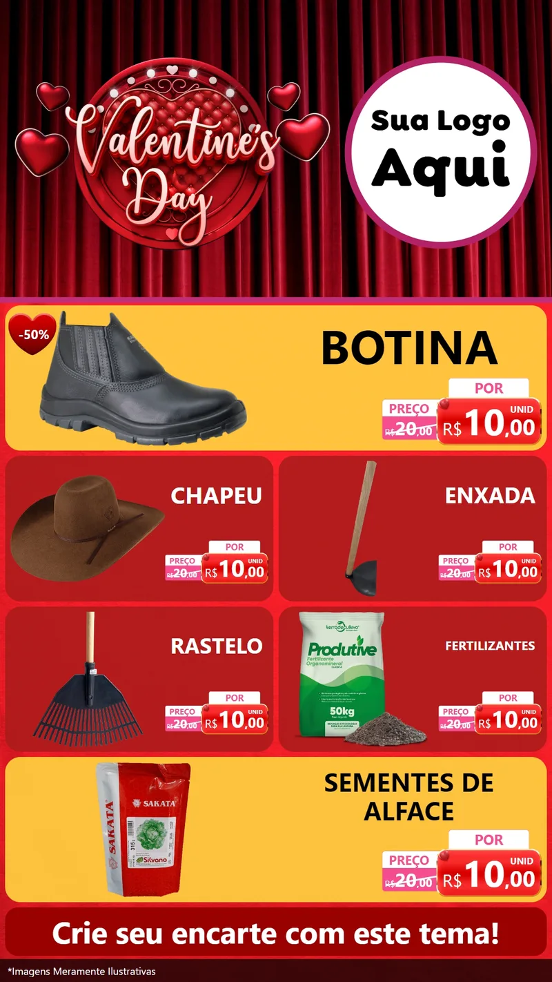 Modelo de TV para TV Vertical com o tema Valentine's Day para Agropecuária
