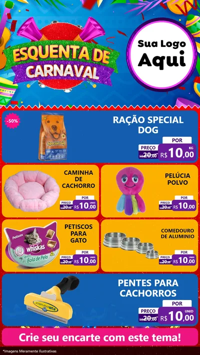 Modelo de TV para TV Vertical com o tema Esquenta de Carnaval para Pet Shop