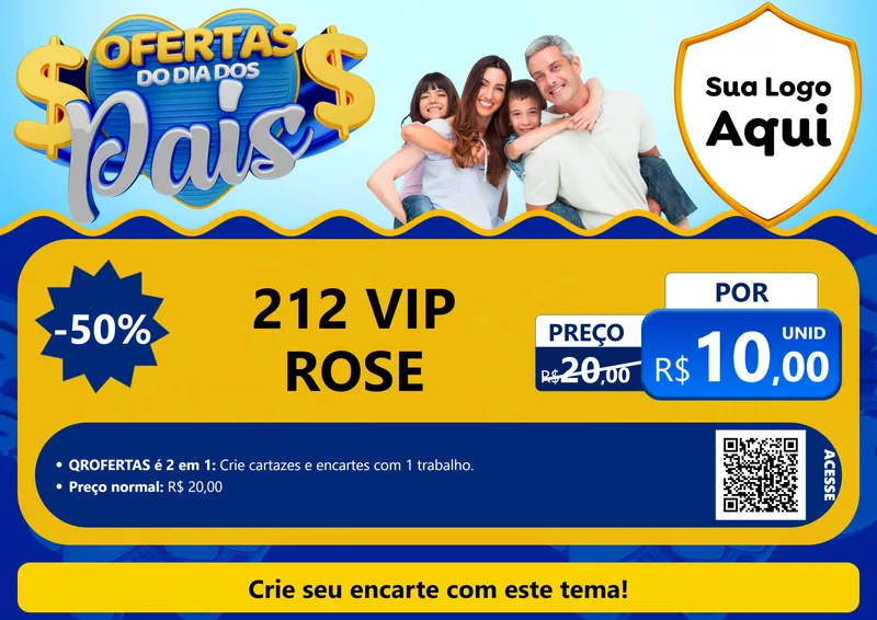 Modelo de Cartaz para Cartaz A4 Horizontal com o tema Ofertas do Dia dos Pais para Perfumes
