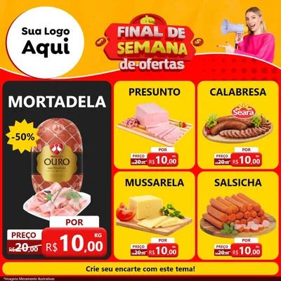 Modelo de Rede Social para Feed Facebook com o tema Final de Semana de Ofertas para Frios e Laticínios