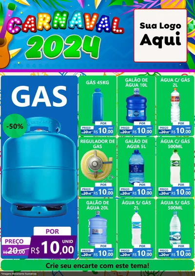 Modelo de Encarte para Encarte A4 Vertical com o tema Carnaval 2027 para Água e gás