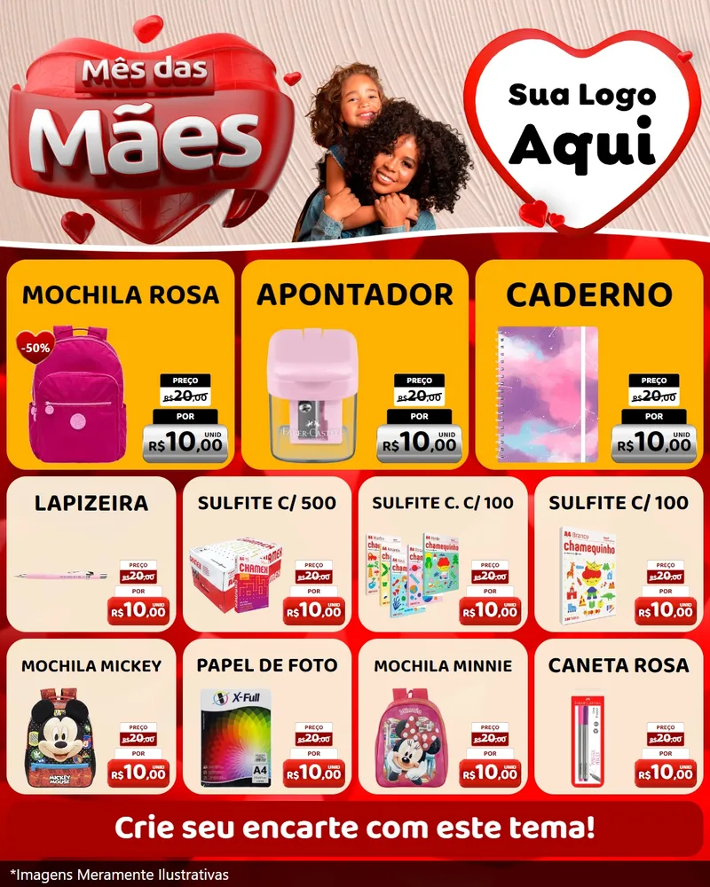 Modelo de Rede Social para Feed Instagram com o tema Mês das Mães para Papelaria