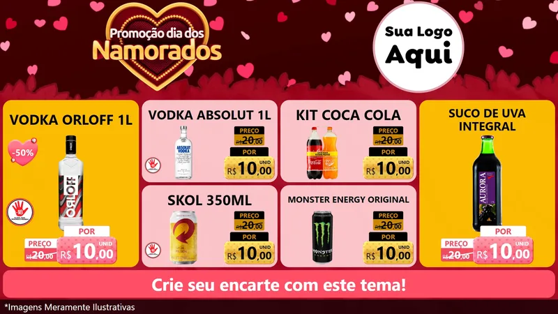 Modelo de TV para TV Horizontal com o tema Promoção Dia Dos Namorados para Distribuidora de bebidas