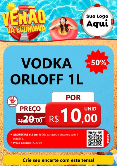 Modelo de Cartaz para Cartaz A4 Vertical com o tema Verão da Economia para Distribuidora de bebidas