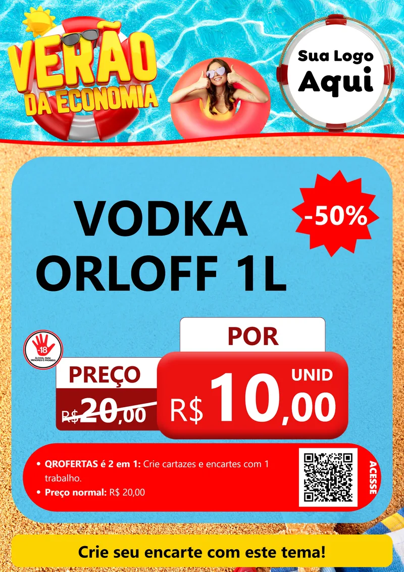 Modelo de Cartaz para Cartaz A4 Vertical com o tema Verão da Economia para Distribuidora de bebidas