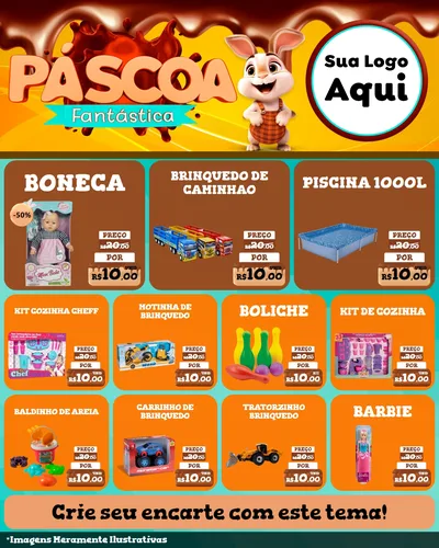 Modelo de Rede Social para Feed Instagram com o tema Páscoa Fantástica para Brinquedos