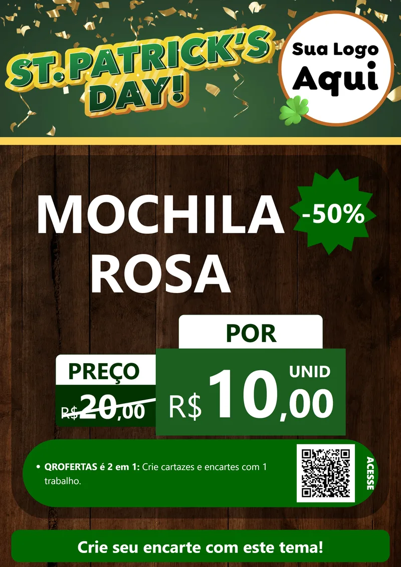 Modelo de Cartaz para Cartaz A4 Vertical com o tema St Patriks Day para Papelaria