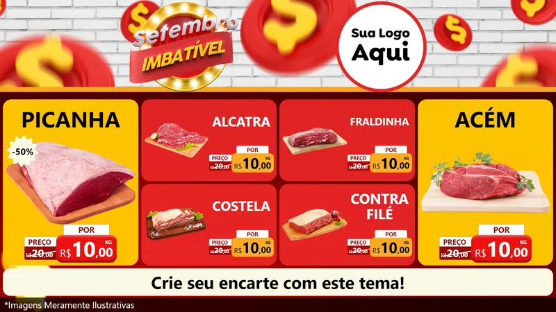 Modelo de TV para TV Horizontal com o tema Setembro Imbatível para Açougue