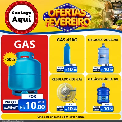 Modelo de Rede Social para Feed Facebook com o tema Ofertas de Fevereiro para Água e gás