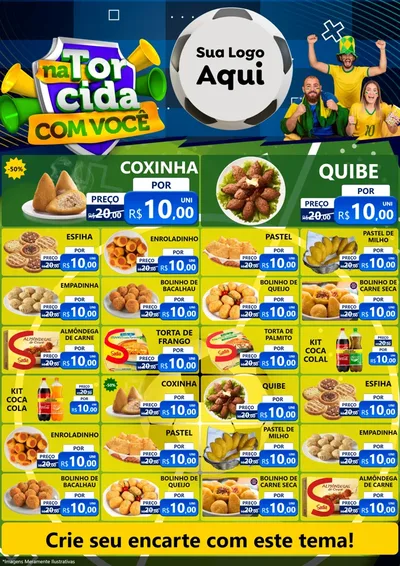 Modelo de Encarte para Encarte A4 Vertical com o tema Na Torcida Com Você - Copa para Salgadaria