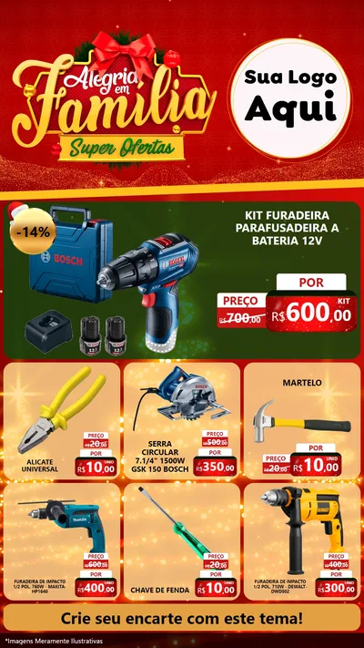 Modelo de Rede Social para Stories com o tema Alegria em Família Super Ofertas - Natal para Maquinas e Ferramentas