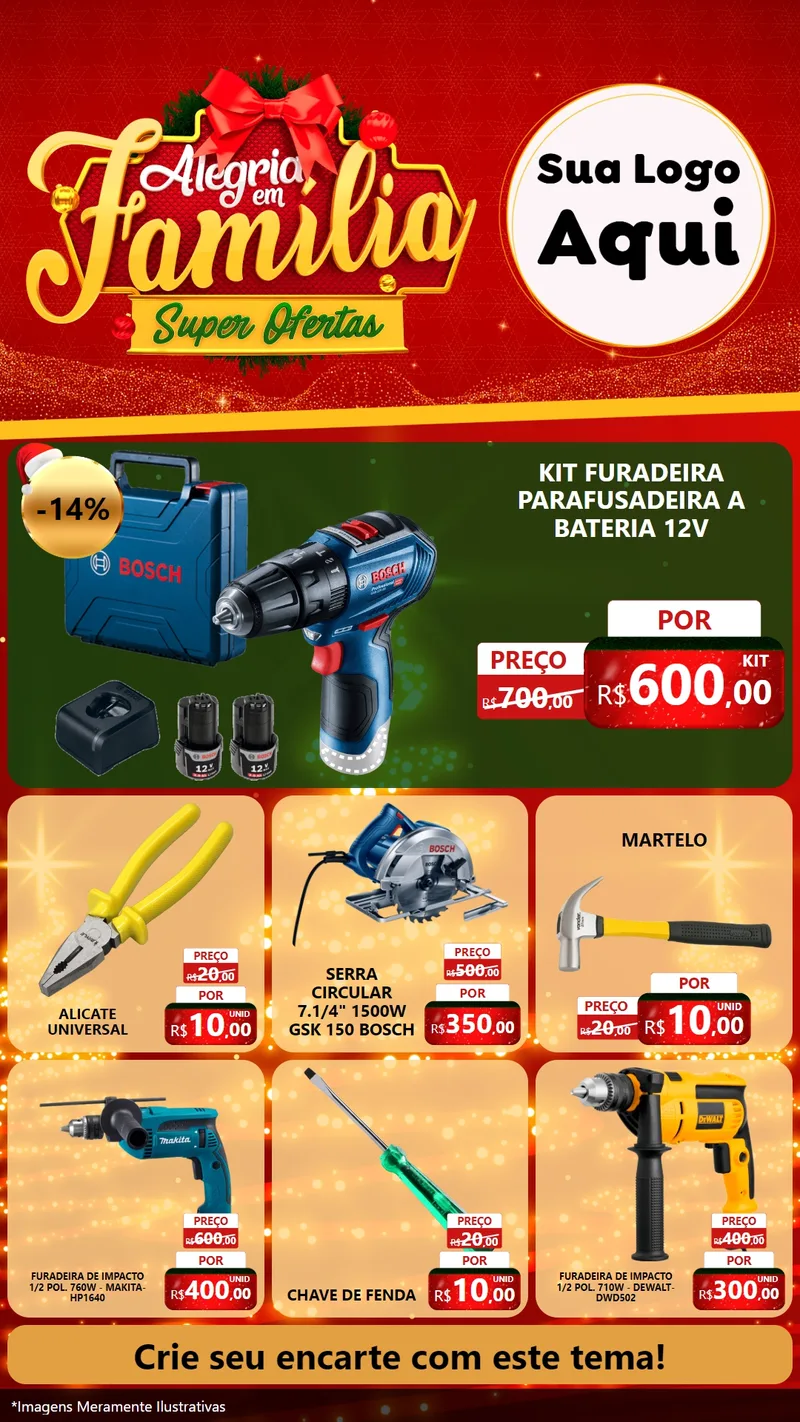 Modelo de Rede Social para Stories com o tema Alegria em Família Super Ofertas - Natal para Maquinas e Ferramentas