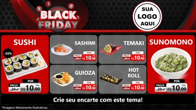 Modelo de TV para TV Horizontal com o tema Black Friday para Comida japonesa
