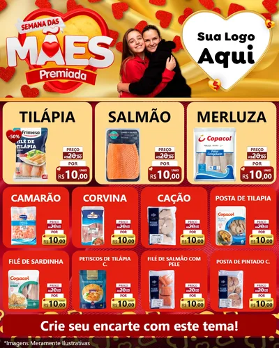 Modelo de Rede Social para Feed Instagram com o tema Semana das Mães Premiada para Peixaria