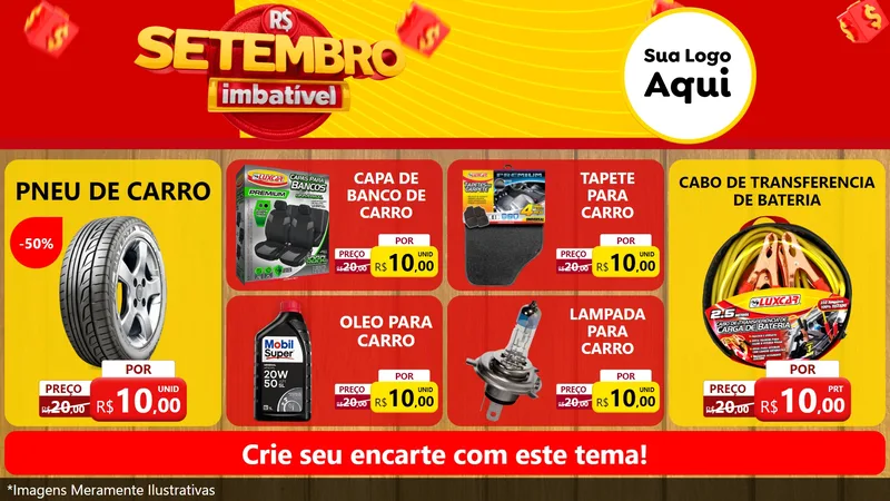 Modelo de TV para TV Horizontal com o tema Setembro Imbatível para Auto peças