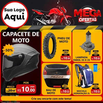 Modelo de Rede Social para Feed Facebook com o tema Mega Ofertas - Motopeças para Moto peças