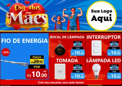 Modelo de Encarte para Encarte A4 Horizontal com o tema Dia das Mães para Materiais Elétricos