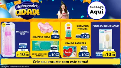 Modelo de TV para TV Horizontal com o tema Aniversário da Cidade para Bebês