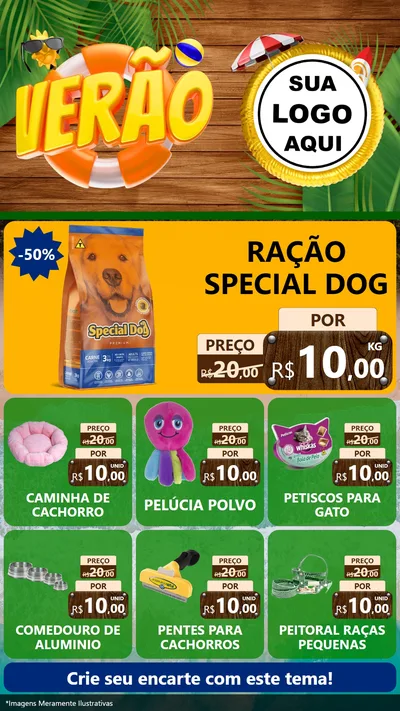 Modelo de Rede Social para Stories com o tema Verão para Pet Shop