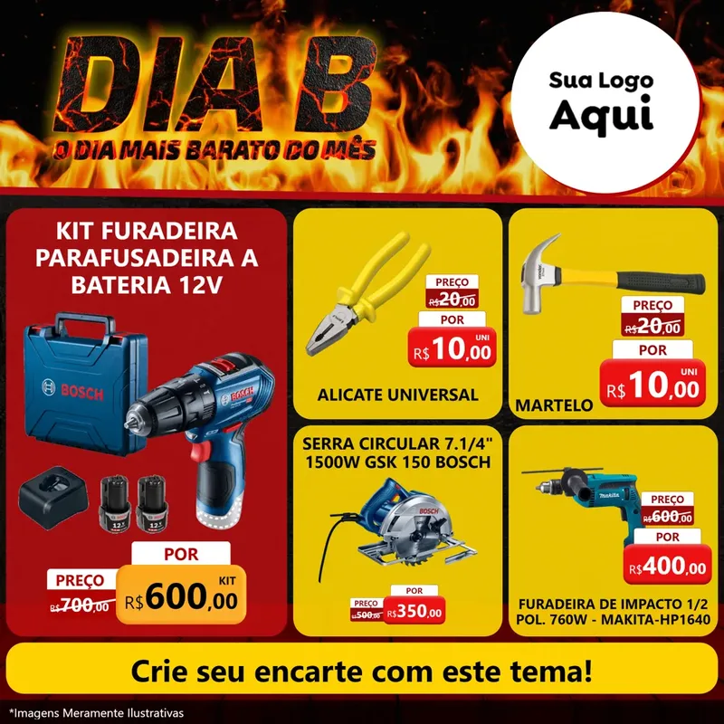 Modelo de Rede Social para Feed Facebook com o tema Dia B para Maquinas e Ferramentas