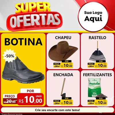 Modelo de Rede Social para Feed Facebook com o tema Super Ofertas para Agropecuária