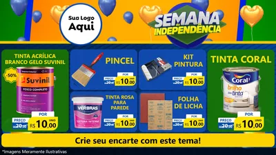Modelo de TV para TV Horizontal com o tema Semana da Independência para Tintas e Ferramentas