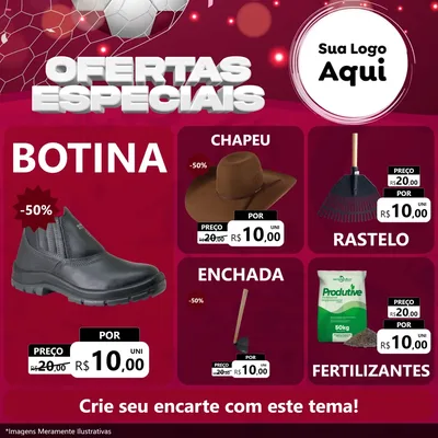 Modelo de Rede Social para Feed Facebook com o tema Ofertas Especiais - Futebol para Agropecuária