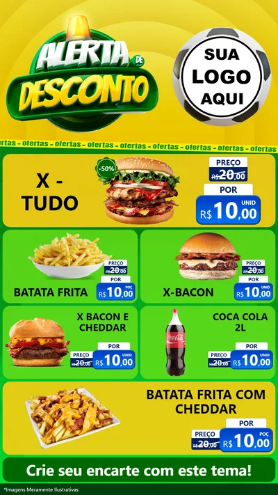 Modelo de TV para TV Vertical com o tema Alerta de Desconto para Hamburgueria