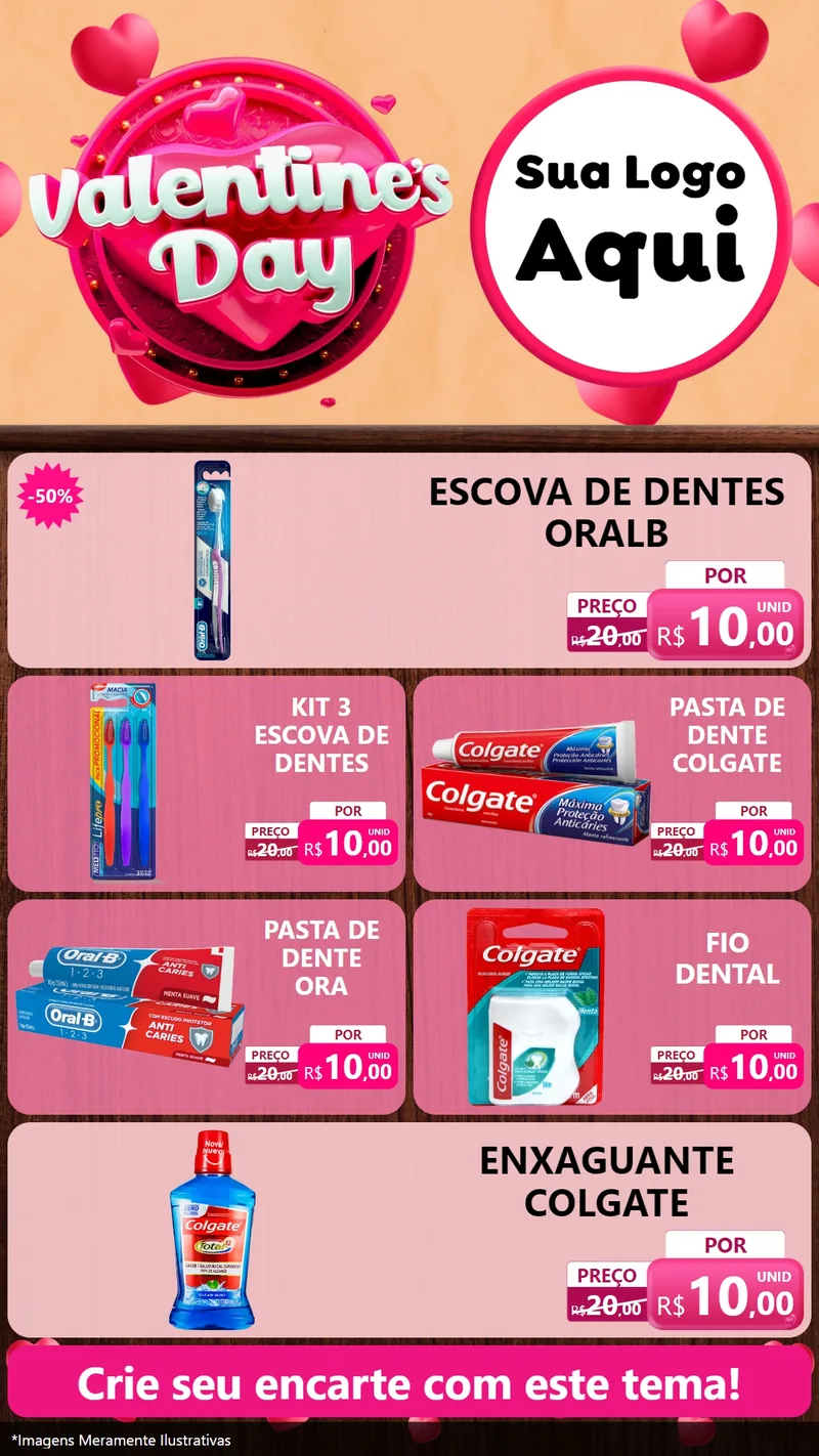 Modelo de TV para TV Vertical com o tema Valentine's Day para Higiene Pessoal