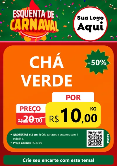Modelo de Cartaz para Cartaz A4 Vertical com o tema Esquenta de Carnaval para Produtos Naturais