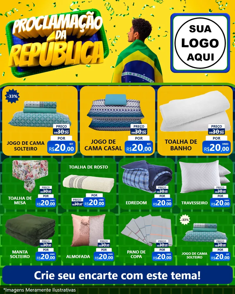 Modelo de Rede Social para Feed Instagram com o tema Proclamação da República para Cama, Mesa e Banho
