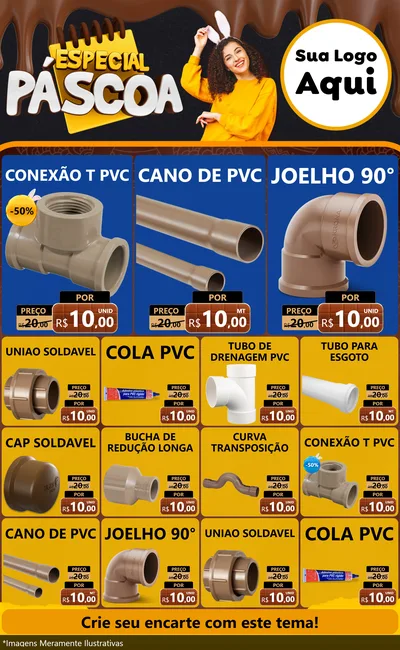 Modelo de Encarte para Encarte Grande com o tema Especial Páscoa para Tubos e conexões
