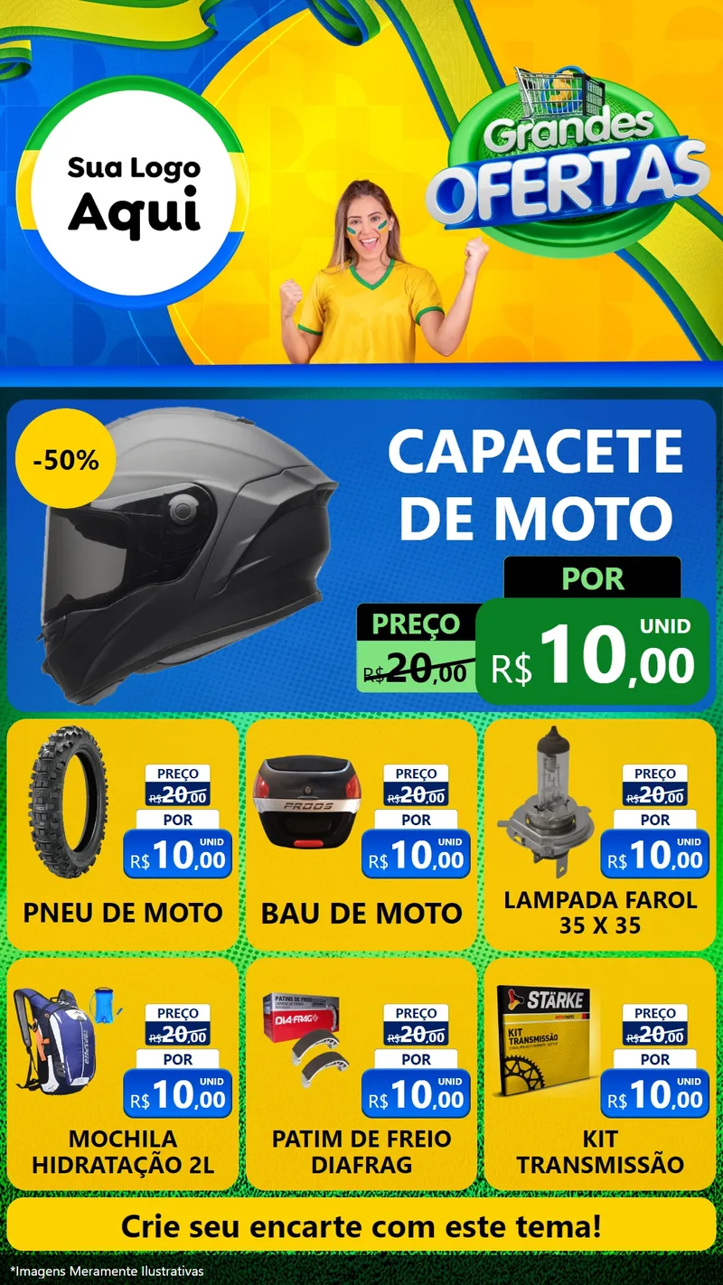 Modelo de Rede Social para Stories com o tema Grandes Ofertas para Moto peças