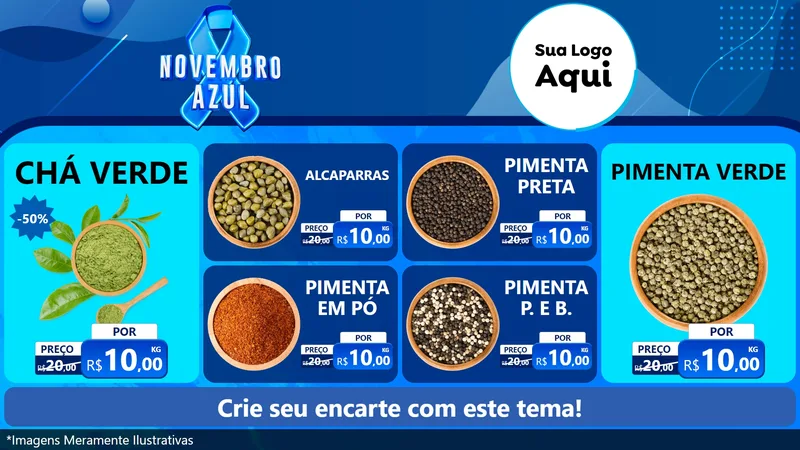 Modelo de TV para TV Horizontal com o tema Novembro Azul para Produtos Naturais