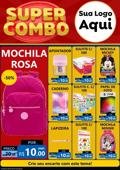 Modelo de Encarte para Encarte A4 Vertical com o tema Super Combo para Papelaria