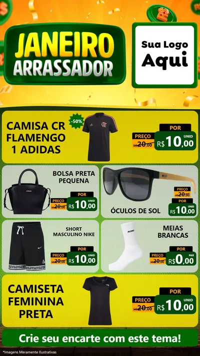 Modelo de TV para TV Vertical com o tema Janeiro Arrasador para Roupas e acessórios