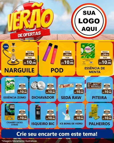 Modelo de Rede Social para Feed Instagram com o tema Verão de Ofertas para Tabacaria