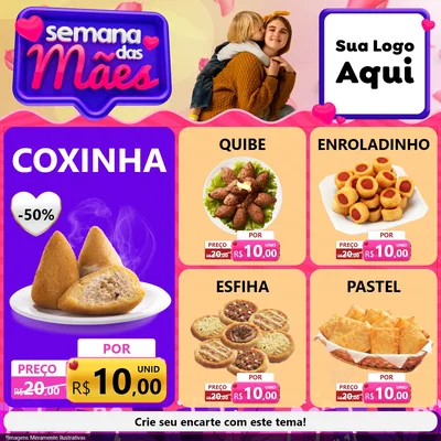 Modelo de Rede Social para Feed Facebook com o tema Semana das Mães para Salgadaria