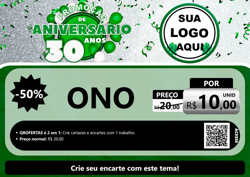Modelo de Cartaz para Cartaz A4 Horizontal com o tema Promoção de Aniversário - 30 Anos para Óticas