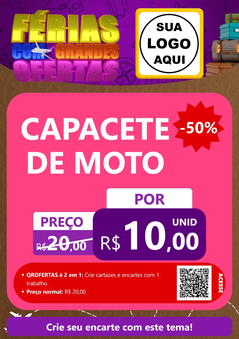 Modelo de Cartaz para Cartaz A4 Vertical com o tema Férias com Grandes Ofertas para Moto peças